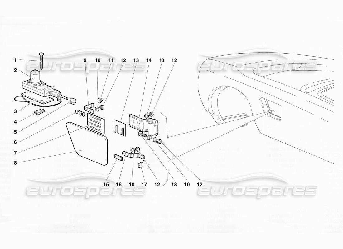 lamborghini diablo se30 (1995) fuel cap (valid for usa - january 1995) parts diagram