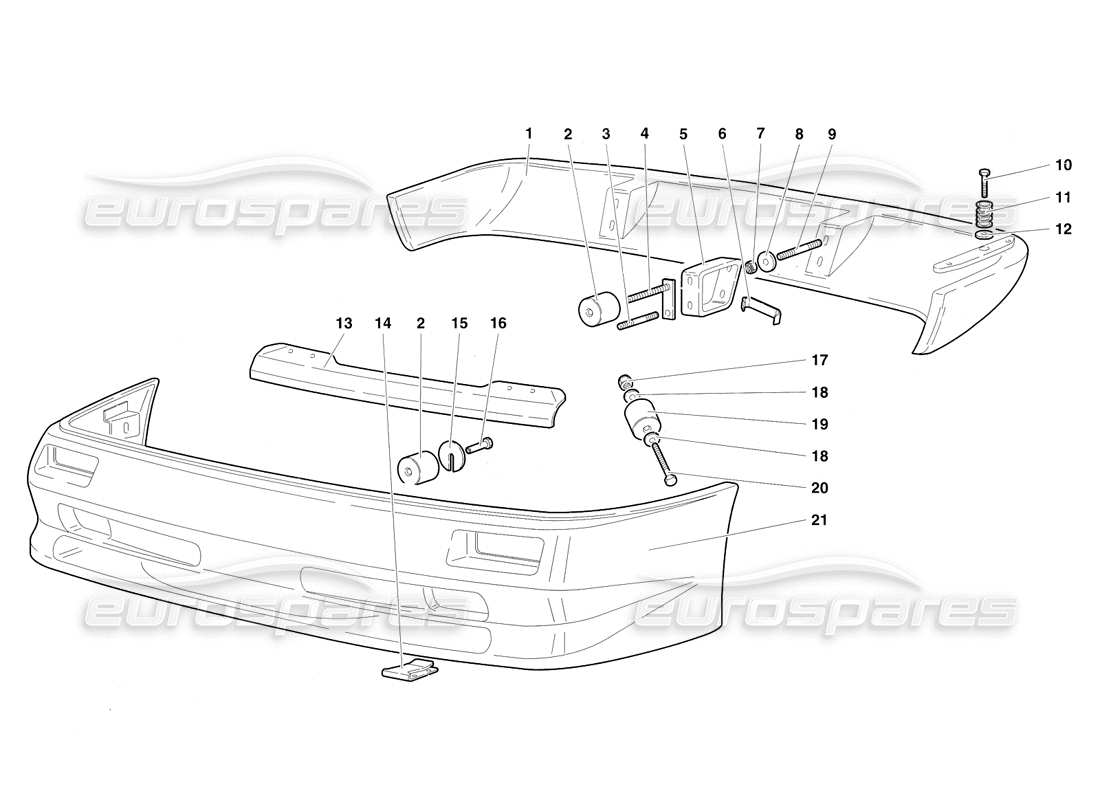 lamborghini diablo sv (1997) bumpers (valid for saudi arabia - march 1997) parts diagram