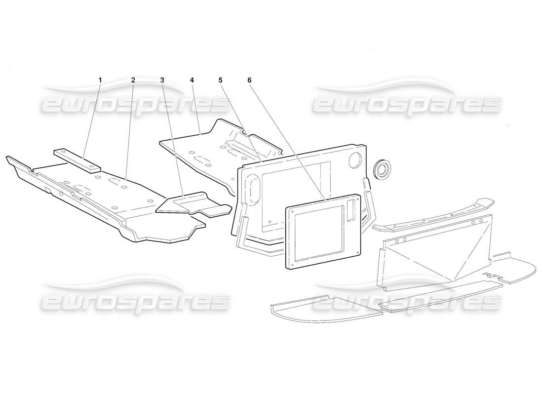 lamborghini diablo (1991) frame floor panels (valid for gb version - october 1991) parts diagram