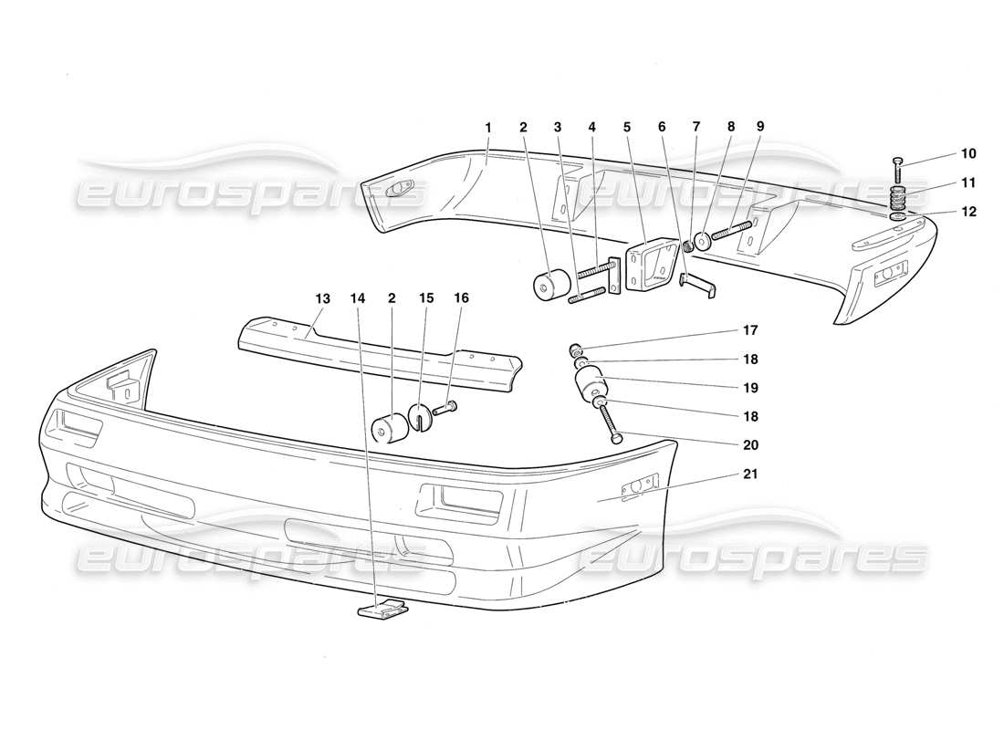 lamborghini diablo sv (1997) bumpers (valid for canada - march 1997) parts diagram