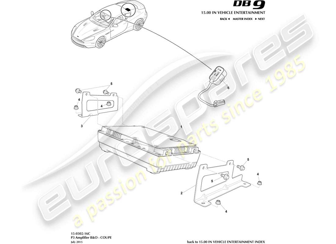 aston martin db9 (2017) p3 amplifiers, b&o, 16my, coupe part diagram