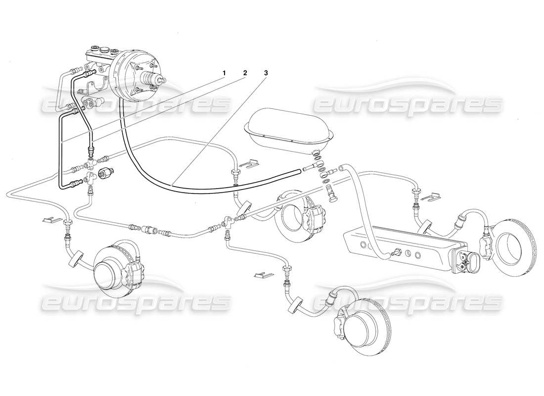 lamborghini diablo (1991) brake system (valid for australia version - october 1991) parts diagram