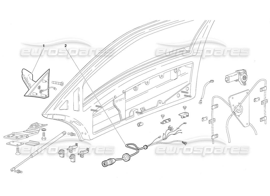 lamborghini diablo (1991) doors (valid for gb version - october 1991) part diagram