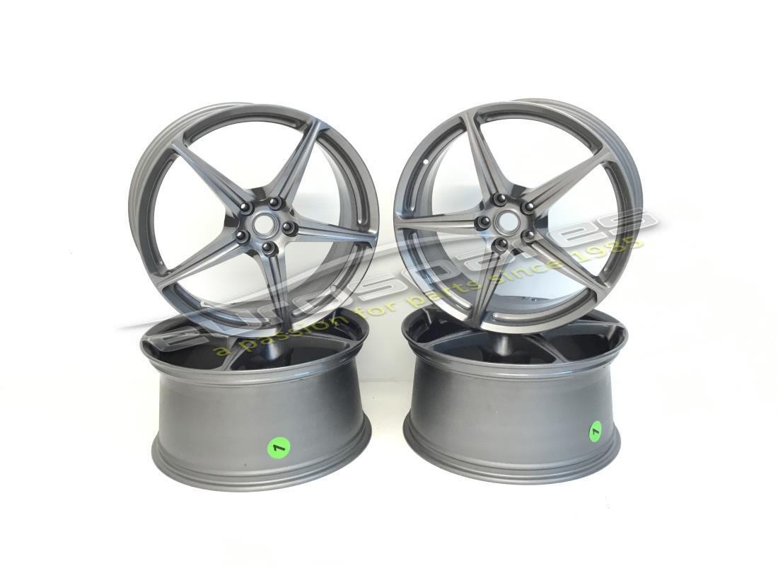 reconditioned ferrari wheel set (forged matte grigio corsa) 20 inch with studs. part number 70001936 (2)