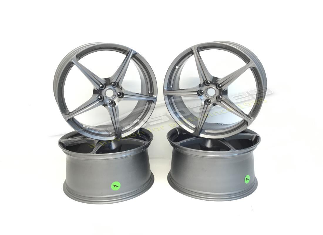 RECONDITIONED Ferrari WHEEL SET (FORGED MATTE GRIGIO CORSA) 20 INCH WITH STUDS . PART NUMBER 70001936 (1)