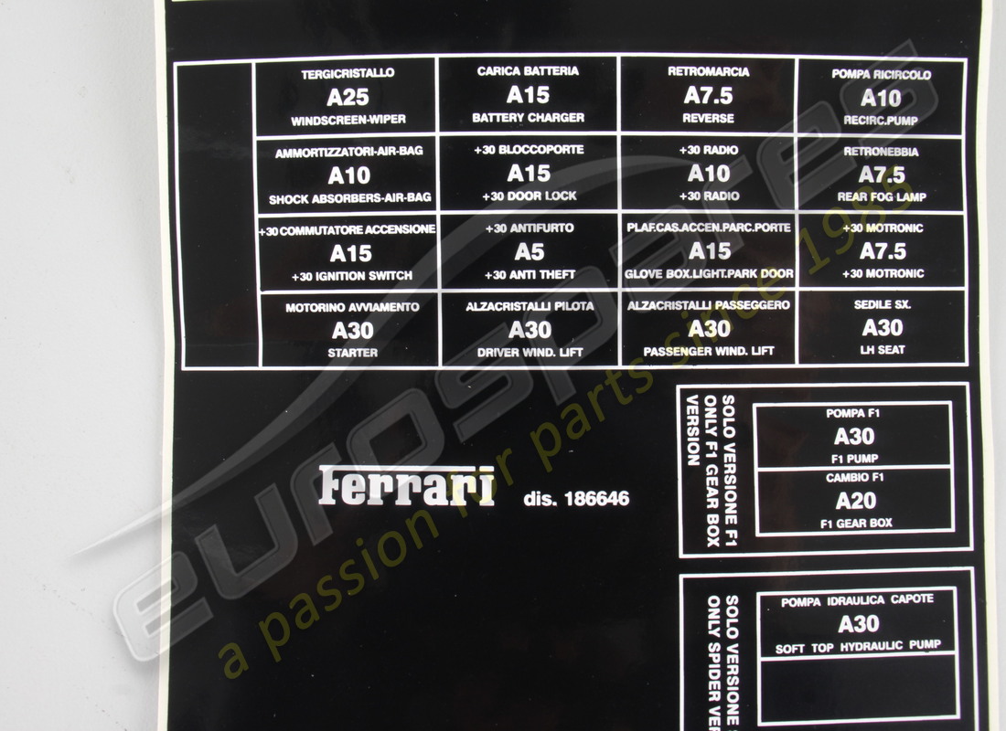 new ferrari lh relay and fuses name pla. part number 186646 (3)