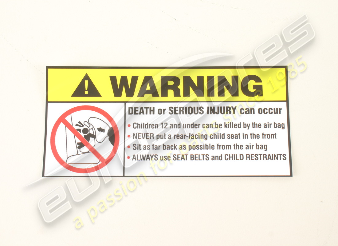 NEW Ferrari AIRBAG INSTRUCTION PLATE . PART NUMBER 65423800 (1)