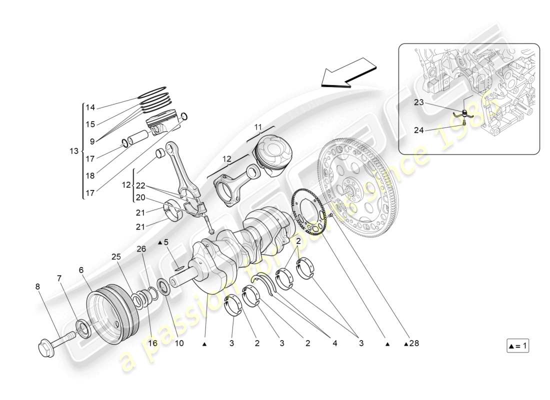 maserati levante (2017) crank mechanism part diagram
