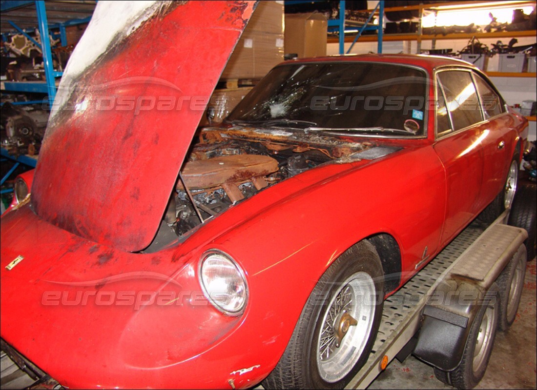 ferrari 365 gt 2+2 (mechanical) being prepared for dismantling at eurospares