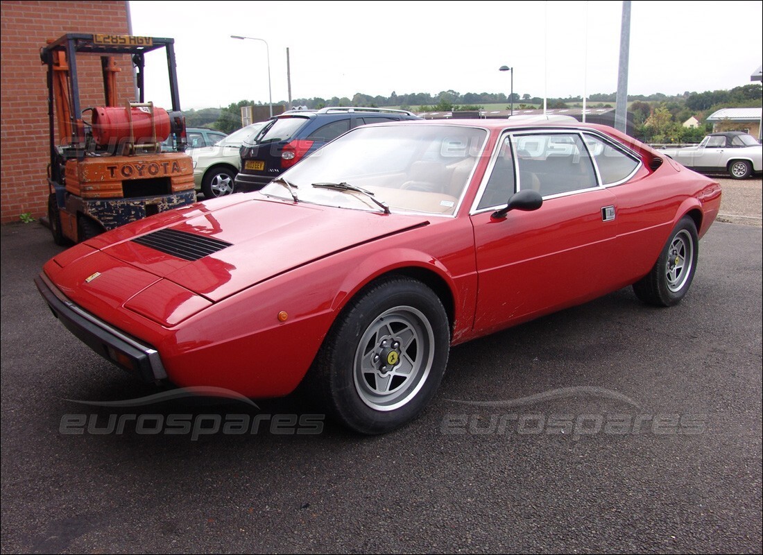 ferrari 308 gt4 dino (1979) being prepared for dismantling at eurospares