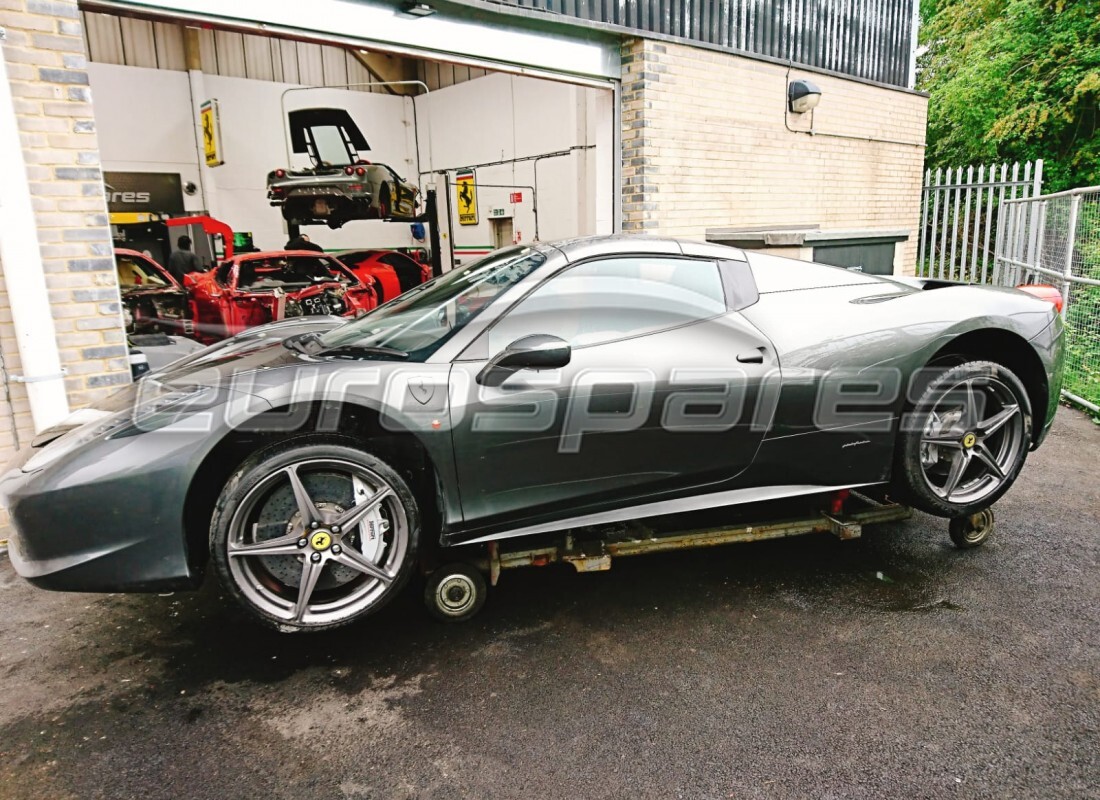 ferrari 458 spider (europe) being prepared for dismantling at eurospares