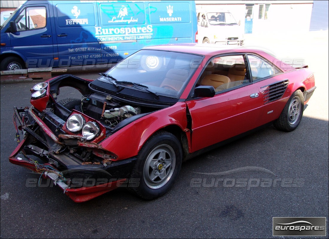 ferrari mondial 8 (1981) being prepared for dismantling at eurospares