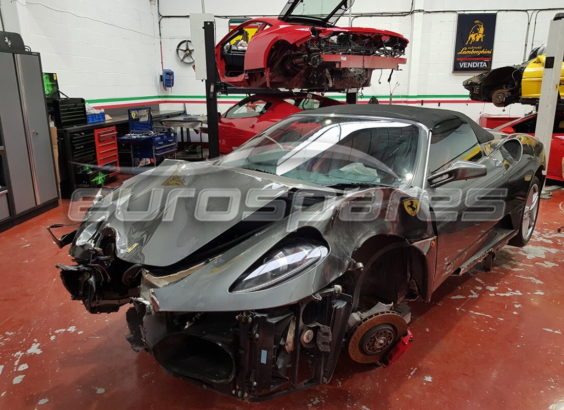 ferrari f430 spider (europe) being prepared for dismantling at eurospares