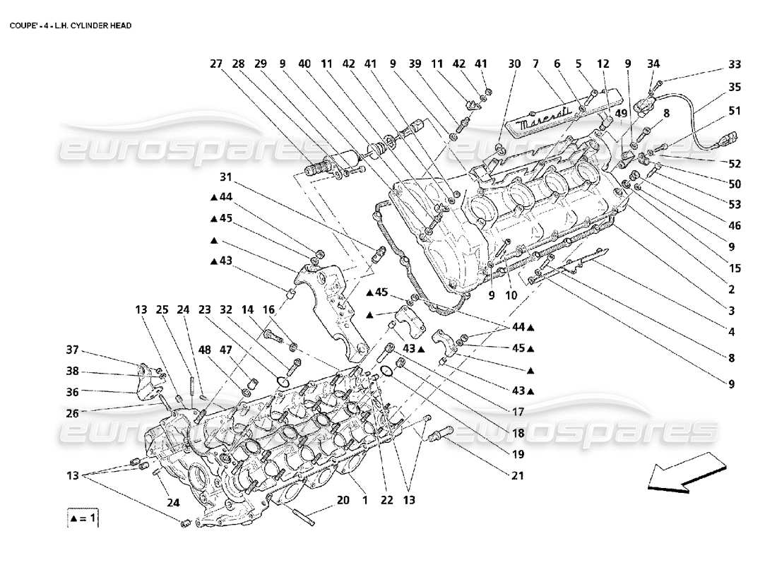 maserati 4200 coupe (2002) lh cylinder head parts diagram