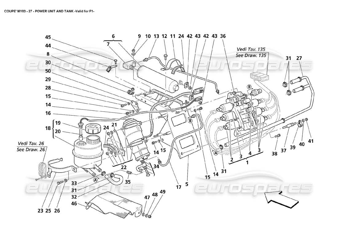 maserati 4200 coupe (2003) power unit and tank - valid for f1 part diagram