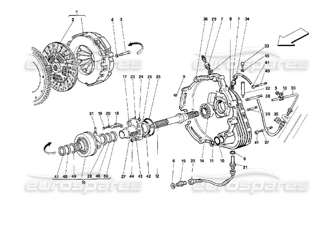 ferrari 512 m clutch controls parts diagram