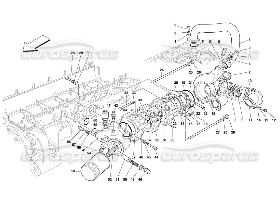 ferrari f50 oil-water pump - body and accessories parts diagram