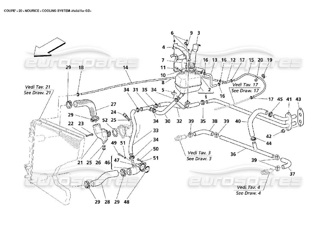 maserati 4200 coupe (2002) nourice - cooling system -valid for gd parts diagram