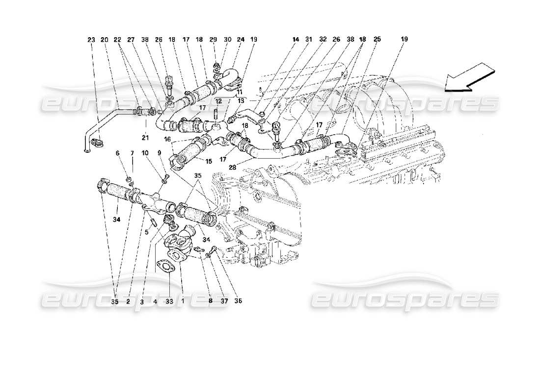 ferrari 512 m engine cooling part diagram