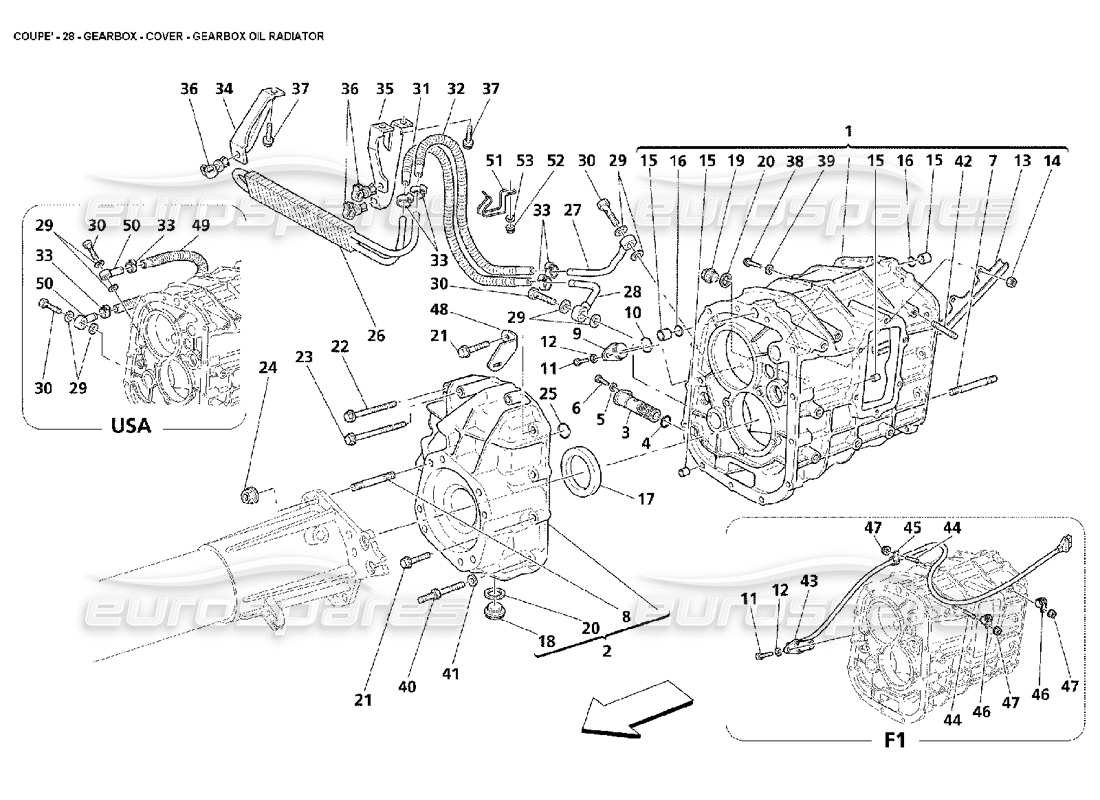 maserati 4200 coupe (2002) gearbox - cover - gearbox oil radiator part diagram