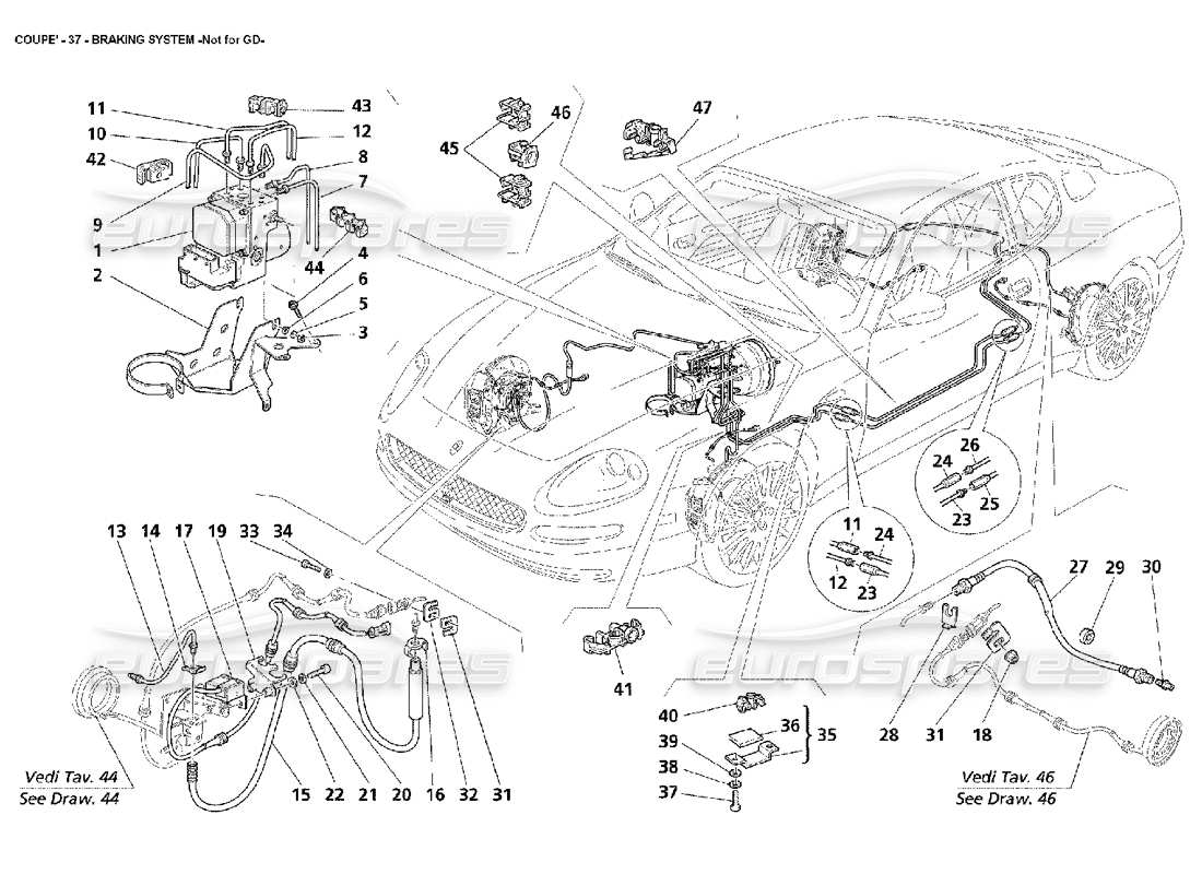 maserati 4200 coupe (2002) braking system -not for gd parts diagram