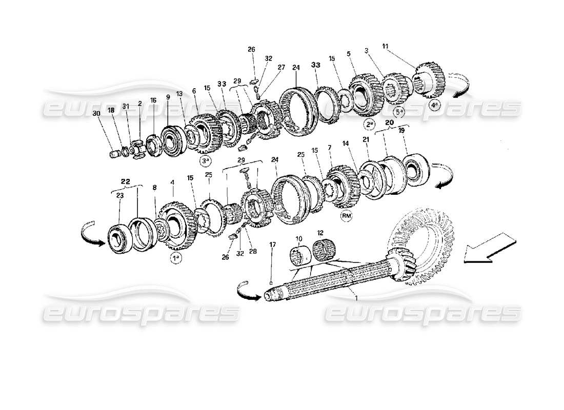 ferrari 512 m lay shaft gears parts diagram