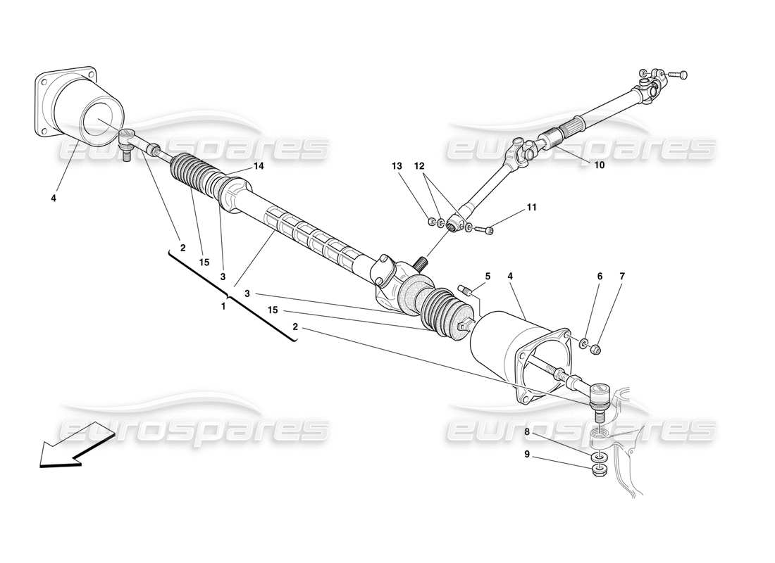 ferrari f50 steering box and cardanic transmission parts diagram