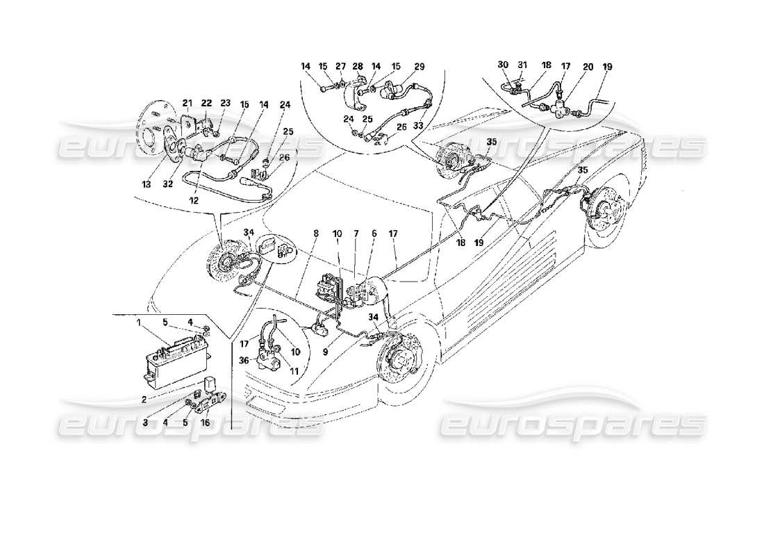 ferrari 512 m braking system parts diagram