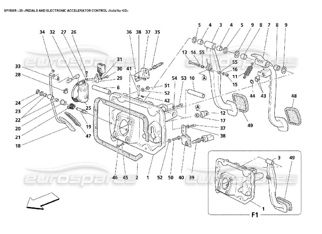 maserati 4200 spyder (2002) pedals and electronic accelerator control -valid for gd parts diagram