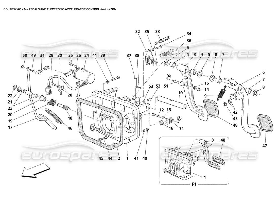 maserati 4200 coupe (2003) pedals and electronic accelerator control - not for gd part diagram