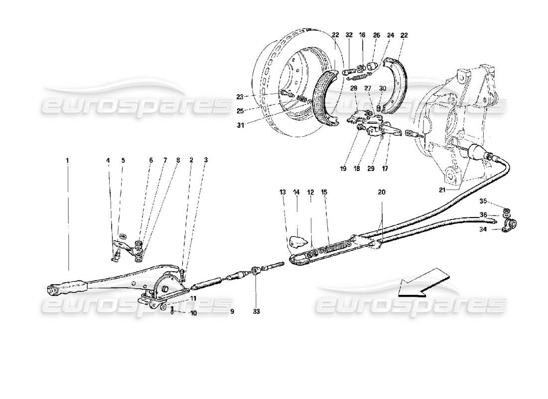 ferrari 512 m hand - brake control parts diagram