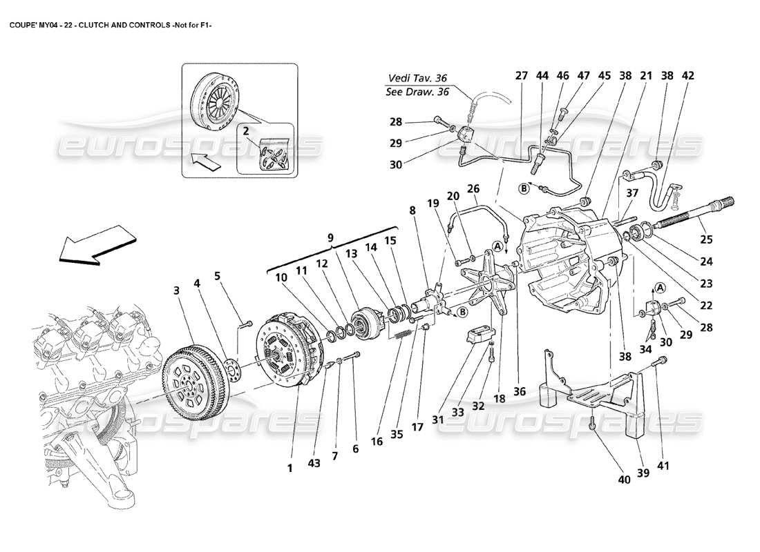 maserati 4200 coupe (2004) clutch and controls not for f1 parts diagram