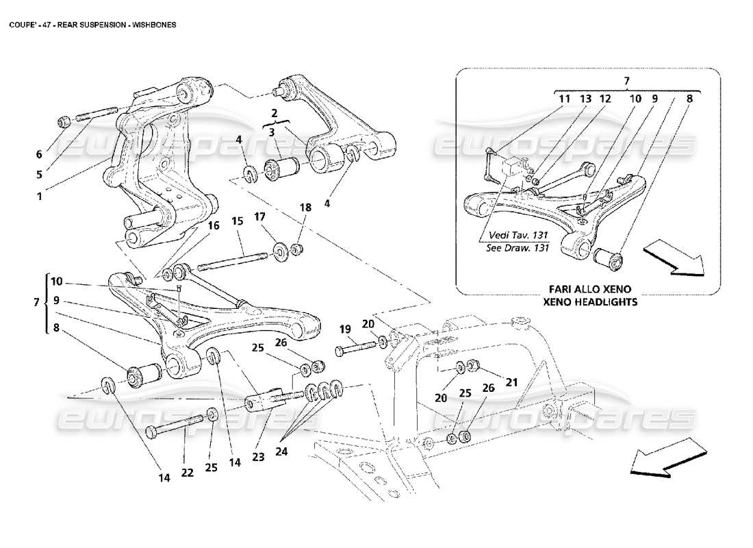 maserati 4200 coupe (2002) rear suspension - wishbones part diagram