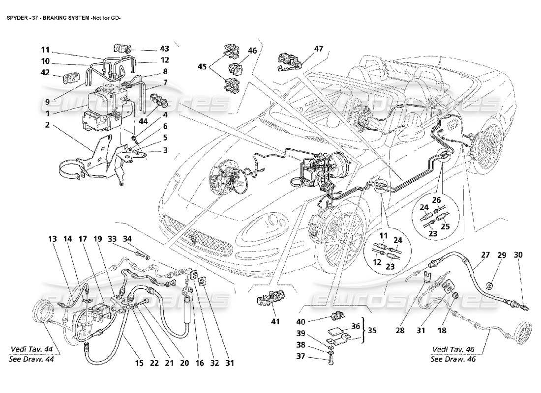 maserati 4200 spyder (2002) braking system -not for gd parts diagram