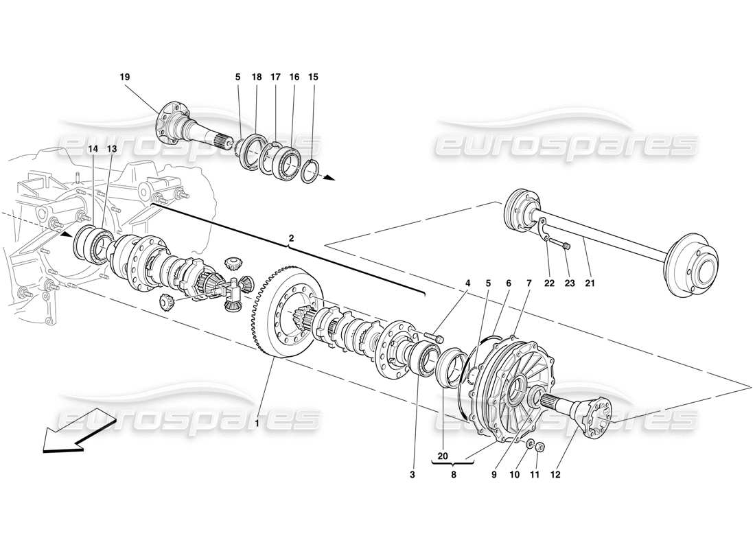 ferrari f50 differential & axle shafts parts diagram