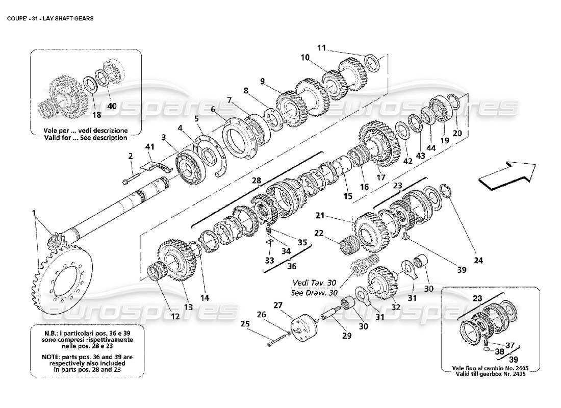 maserati 4200 coupe (2002) lay shaft gears part diagram