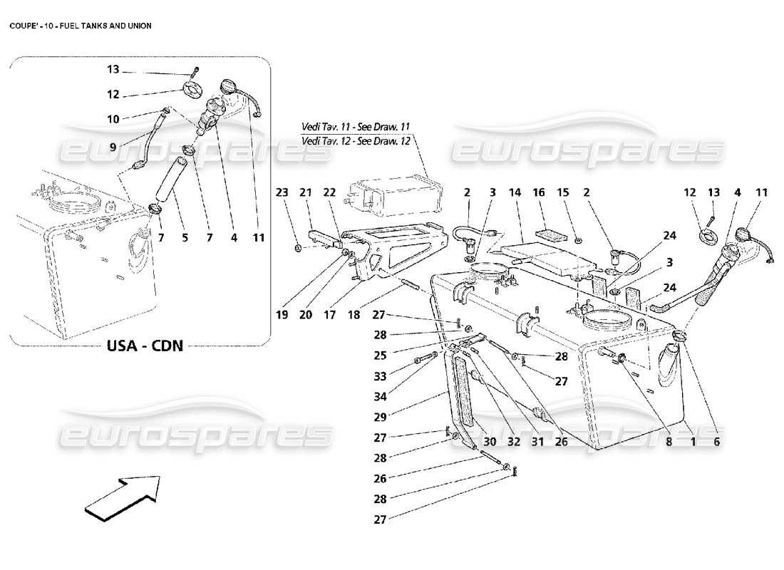 maserati 4200 coupe (2002) fuel tanks and union part diagram