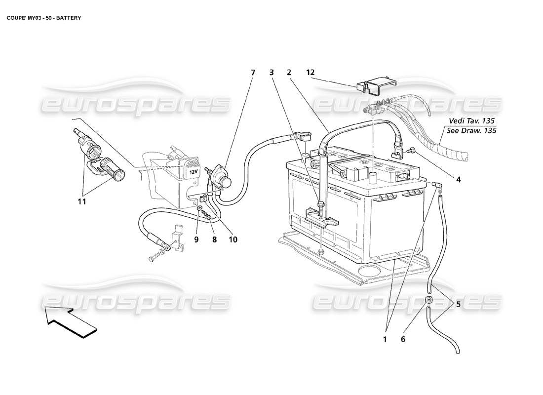 maserati 4200 coupe (2003) battery part diagram