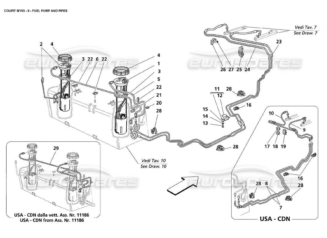 maserati 4200 coupe (2003) fuel pumps and pipes parts diagram