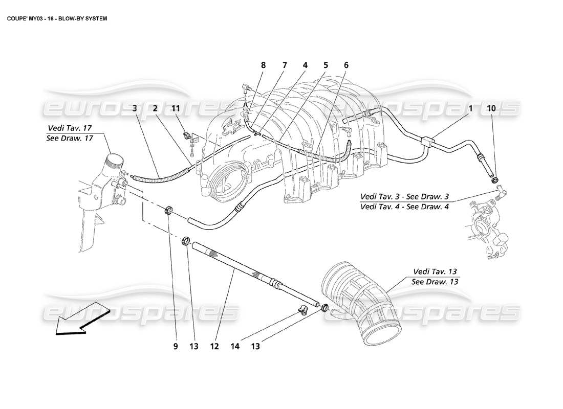 maserati 4200 coupe (2003) blow - by system part diagram