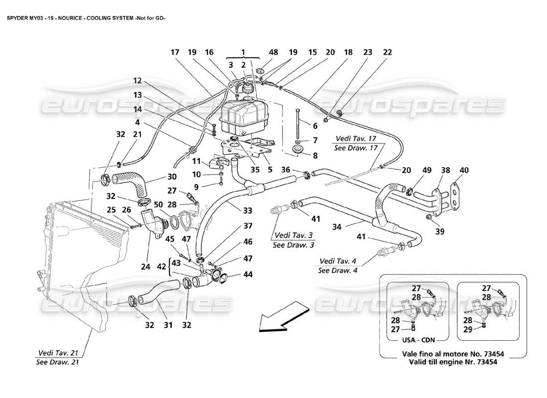 maserati 4200 spyder (2003) nourice - cooling system - not for gd parts diagram