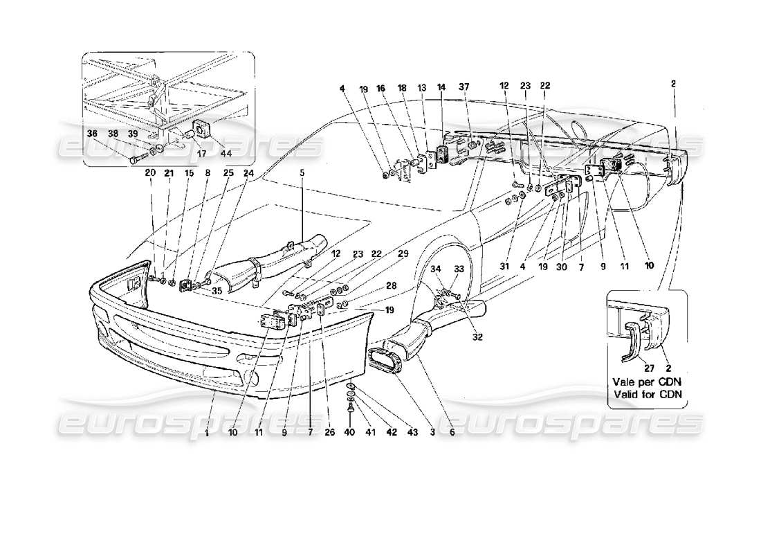 ferrari 512 m bumpers part diagram