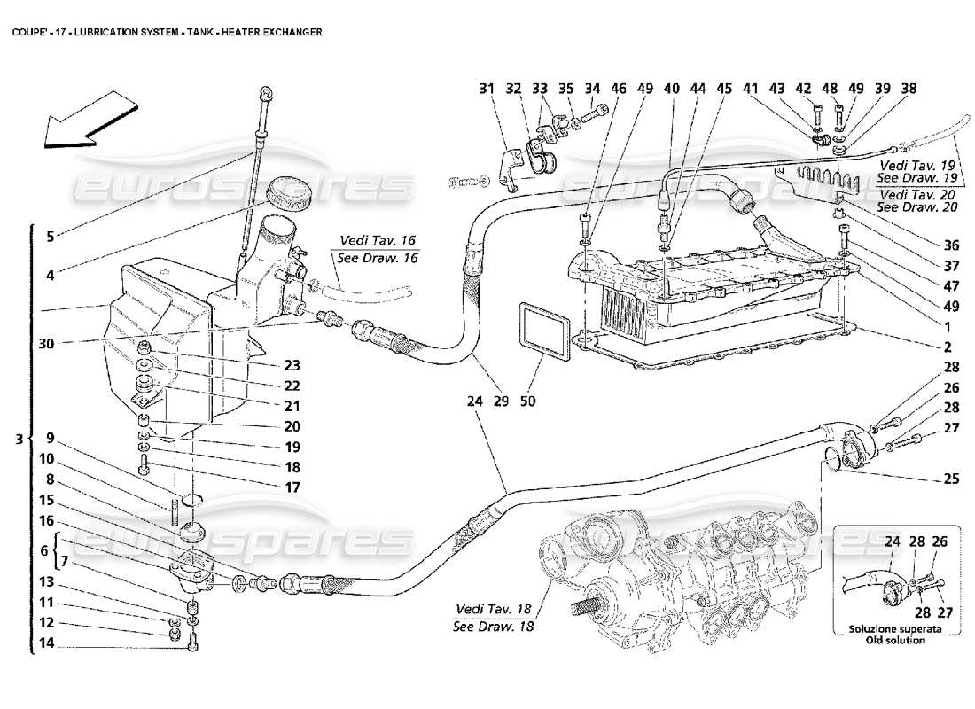 maserati 4200 coupe (2002) lubrication system - tank - heater exchanger part diagram