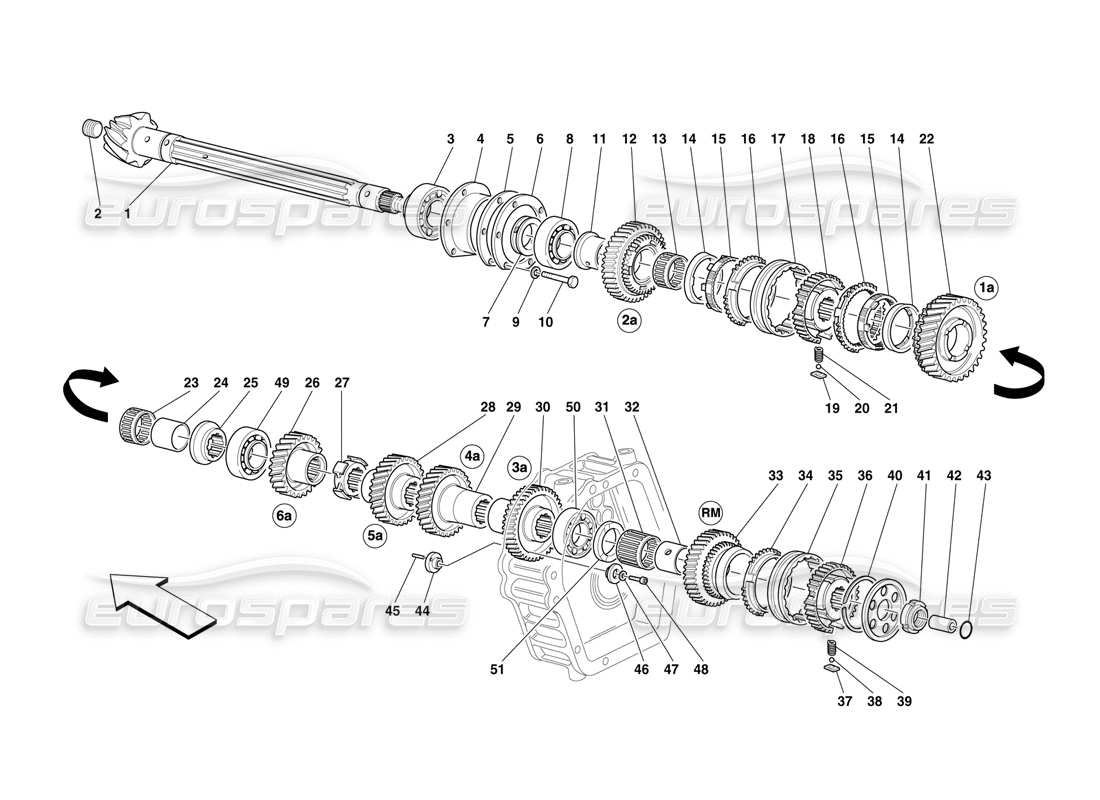 ferrari f50 gearbox lay shaft parts diagram