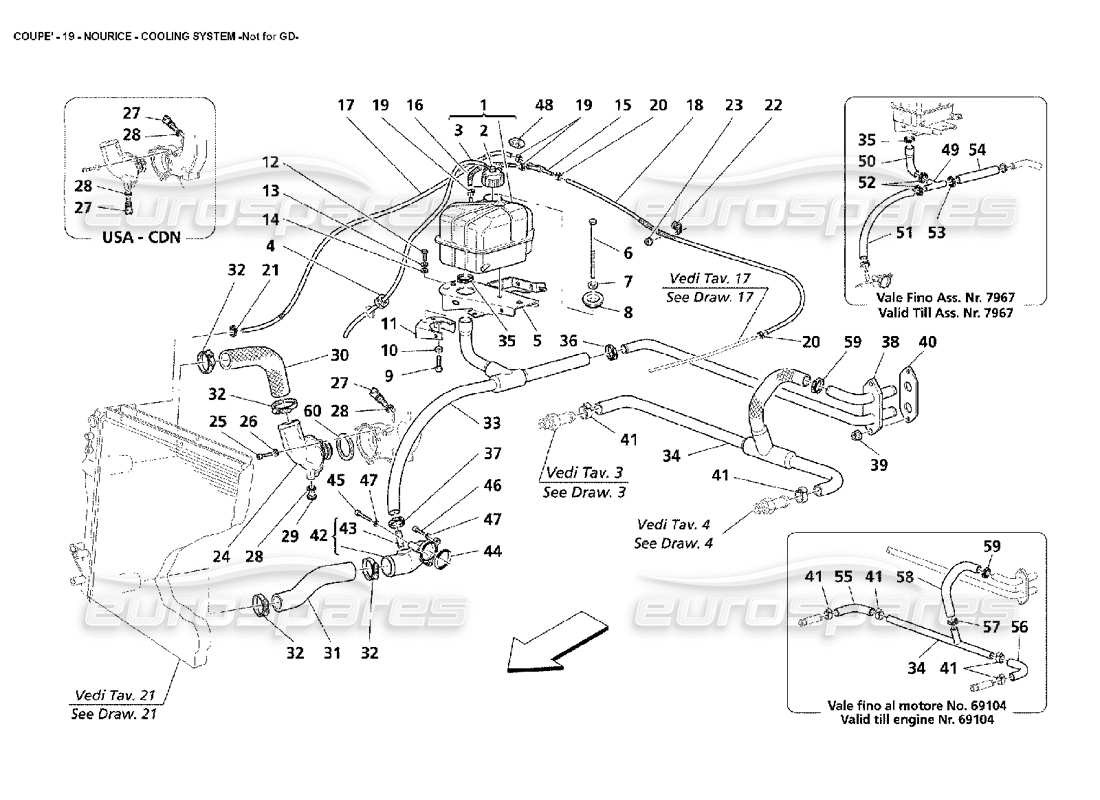 maserati 4200 coupe (2002) nourice - cooling system -not for gd parts diagram