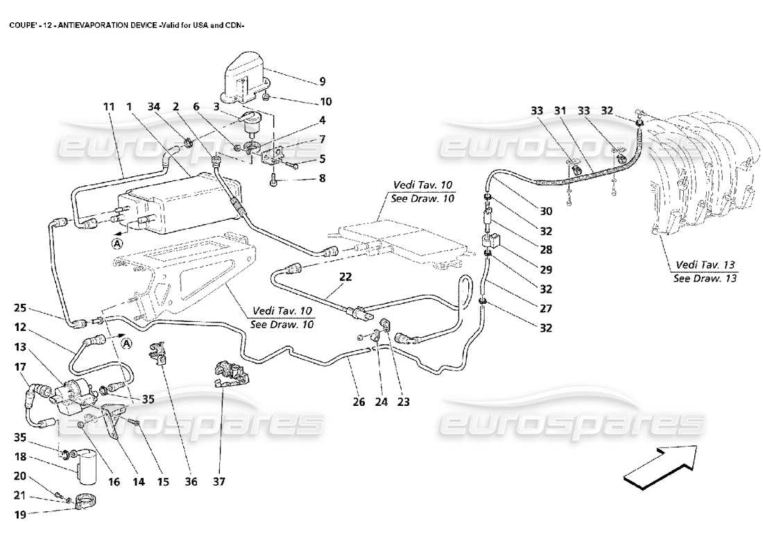 maserati 4200 coupe (2002) antievaporation device -valid for usa and cdn parts diagram