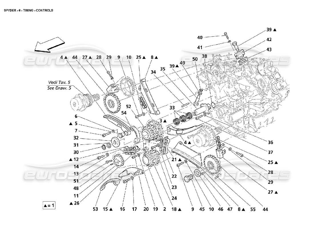 maserati 4200 spyder (2002) timing - controls parts diagram