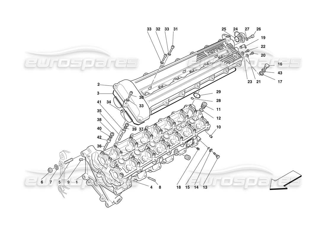 ferrari f50 lh cylinder head parts diagram