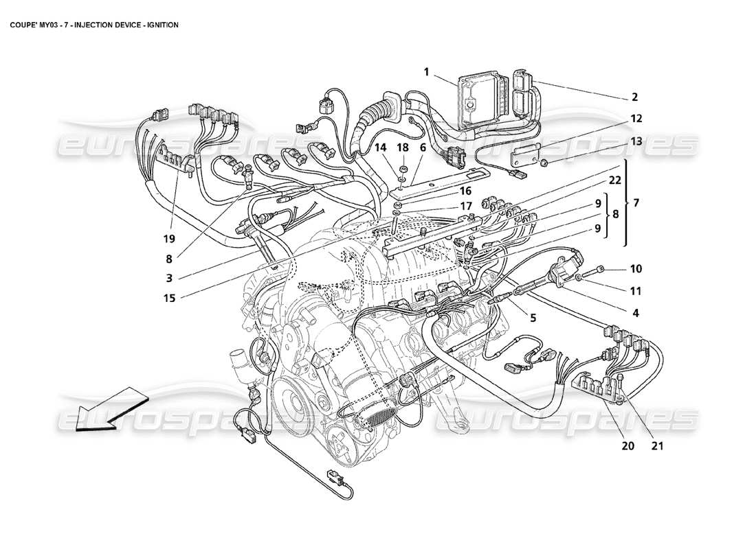 maserati 4200 coupe (2003) injection device - ignition part diagram