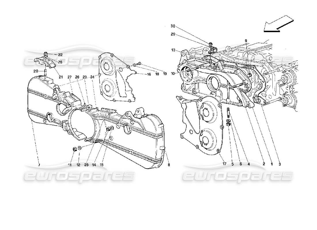 ferrari 512 m timing system - covers parts diagram